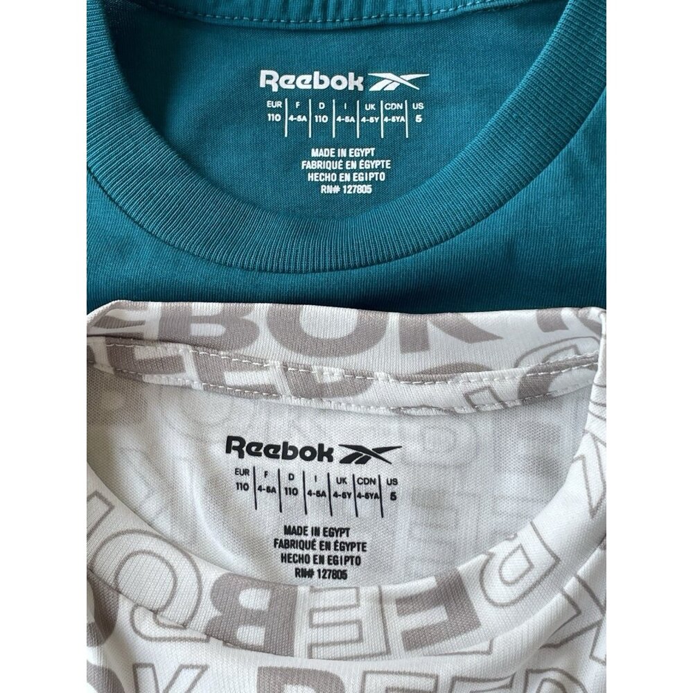 2 Reebok Athletic Boy's Short Sleeve T-shirts Size 5 NWT Blue Gray Logo - Picture 3 of 14